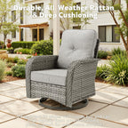 CAODOC 6 Pieces PE Wicker Patio Furniture Set, Outdoor Sectional Sofa with Swivel Chairs, Modern Rattan Conversation Set for Yard, Garden, Lawn, Deck, and Backyard