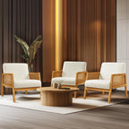 Yaheetech Rattan Accent Chairs Set of 2, Boho Vintage Armchairs, Ivory