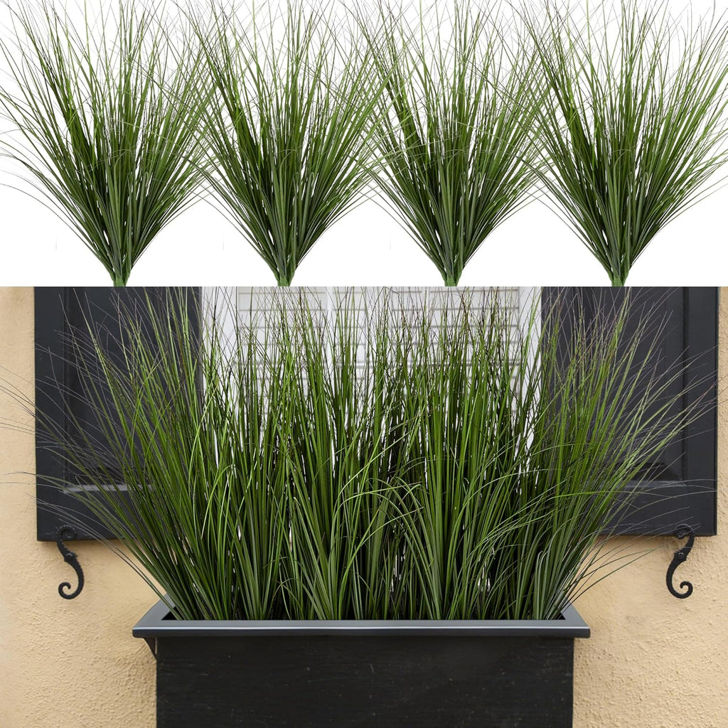 24PCS Fake Plants Artificial Wheat Grass Greenery Plastic Plants Fake Grass Artificial Plants for Outdoor Decor Artificial Grass Plant with Greenery Stems for Indoor Home Decoration 26.4"