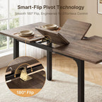 Ahomly 63“ Extendable Dining Table Set with 180° Smart-Flip Pivot, Gray | Dining Table Set for 4,Kitchen Table with Bench,Small Dining Table,Perfect for Small Space,Dinner Room Table Set for 6