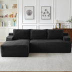 Eafurn 96" L Shaped Cloud Sectional Couch with Chaise, Deep Seat Modular Sectional Sofa Corduroy Memory Foam Sofa Couches for Living Room Bedroom, No Assembly Required, Black