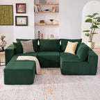 135.4" Sectional Couches for Living Room, U Shaped Couch, Green