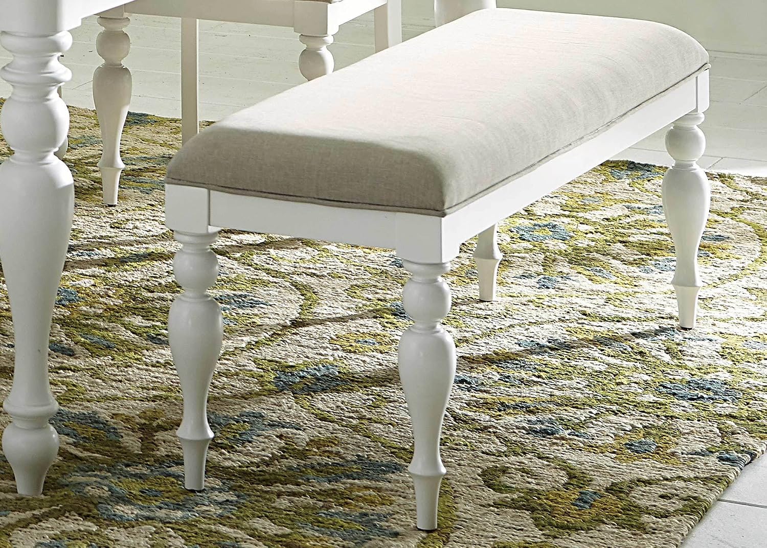 Liberty Furniture Summer House White Upholstered Dining Bench