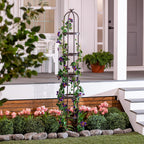 Evergreen 7 Feet Garden Metal Garden Obelisk Trellis for Climbing Plants Outdoor | Indoor Plant Trellis for Potted Plants | Floral Pattern Arch Trellis | Bronze