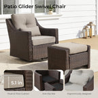 CHITA Patio Wicker Chair, 360° Rocking Swivel Outdoor Rattan Chair with Thickened Cushions for Backyard, Poolside, Garden or Porch