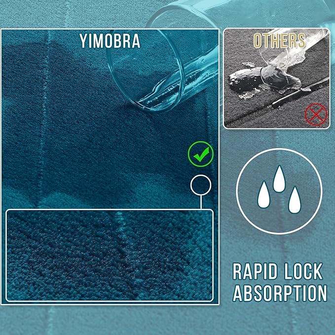 Yimobra Bathroom Runner 60"x24", Non Slip Memory Foam Bath Mat, Super Soft Water Absorbent Hallway Carpet, Machine Washable Rug for Vanity Tub Shower, Peacock Blue