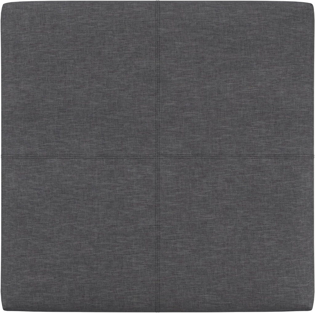 SIMPLIHOME Gabbie 36" Wide Linen Look Fabric Storage Ottoman in Slate Grey | Contemporary ottoman with lift-top storage; rectangle storage bench for living room, bedroom, and entryway.
