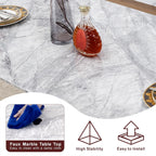 Modern Dining Table 70" Rectangular Kitchen Table with Imitation Marble Grain MDF Wooden Top & Iniregular Gold Base,Faux Marble Dinner Furniture for Kitchen Dining Room/Meeting Room