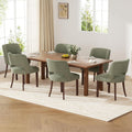 Dining Chairs Set of 6,Modern Dining Room Chairs with Thick Cushions,Linen Upholstered Kitchen Dining Chairs with Wood Legs for Kitchen Dining Room Living Room,Green