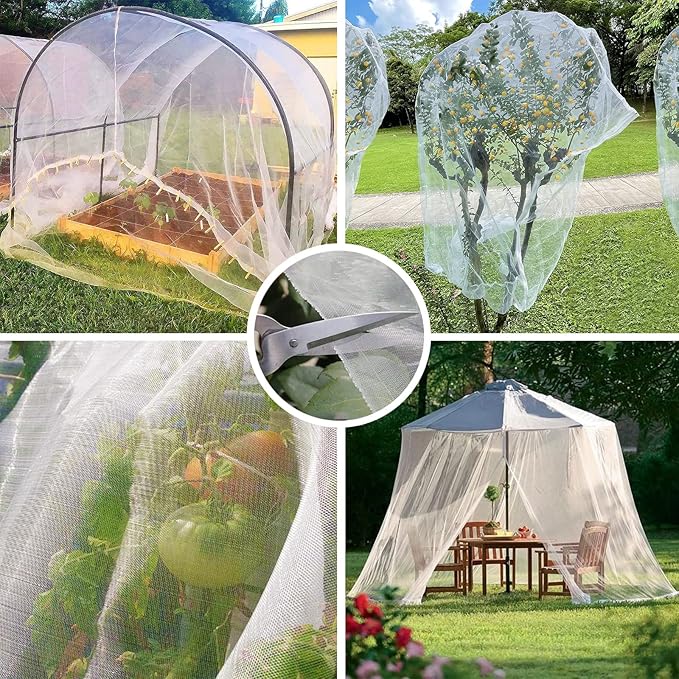 Fine Mesh Garden Netting for Protection, 8'x33' Vegetable Crop Covers Netting for Protect Fruits, Plants, Flowers, Greenhouse Cover Net, Patio Gazebo Screen Barrier