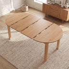 HNY Extendable Dining Table Round to Oval for 4-8, 42"-77" Oak Veneer Kitchen Table with Sturdy Legs, Modern Farmhouse Expandable Dining Room Table for Family Gatherings & Small Apartments, Natural
