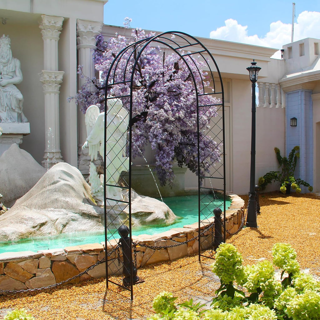 Garden Arbor 7.9 Ft High x 3.8 Ft Wide Sturdy Metal Archway with Ground Stakes to Enhance Stability for Different Grounds, Garden Arch Trellis Pergola for Climbing Plants, Decoration