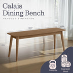 Alaterre Furniture Calais Dining – Mid Century Modern 46-Inch Solid Wood Dining Bench – Entryway Bench with Minimalist Design for Entryway, Dining Room, Kitchen, or Bedroom (Warm Pecan Finish)