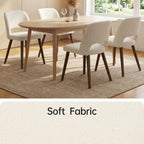 Usaint Wooden Dining Chairs Set of 2, 19.3" Modern Fabric Upholstered Dining Room Chair with Ergonomic Curved Backrest for Kitchen Dining Room and Restaurant, Beige