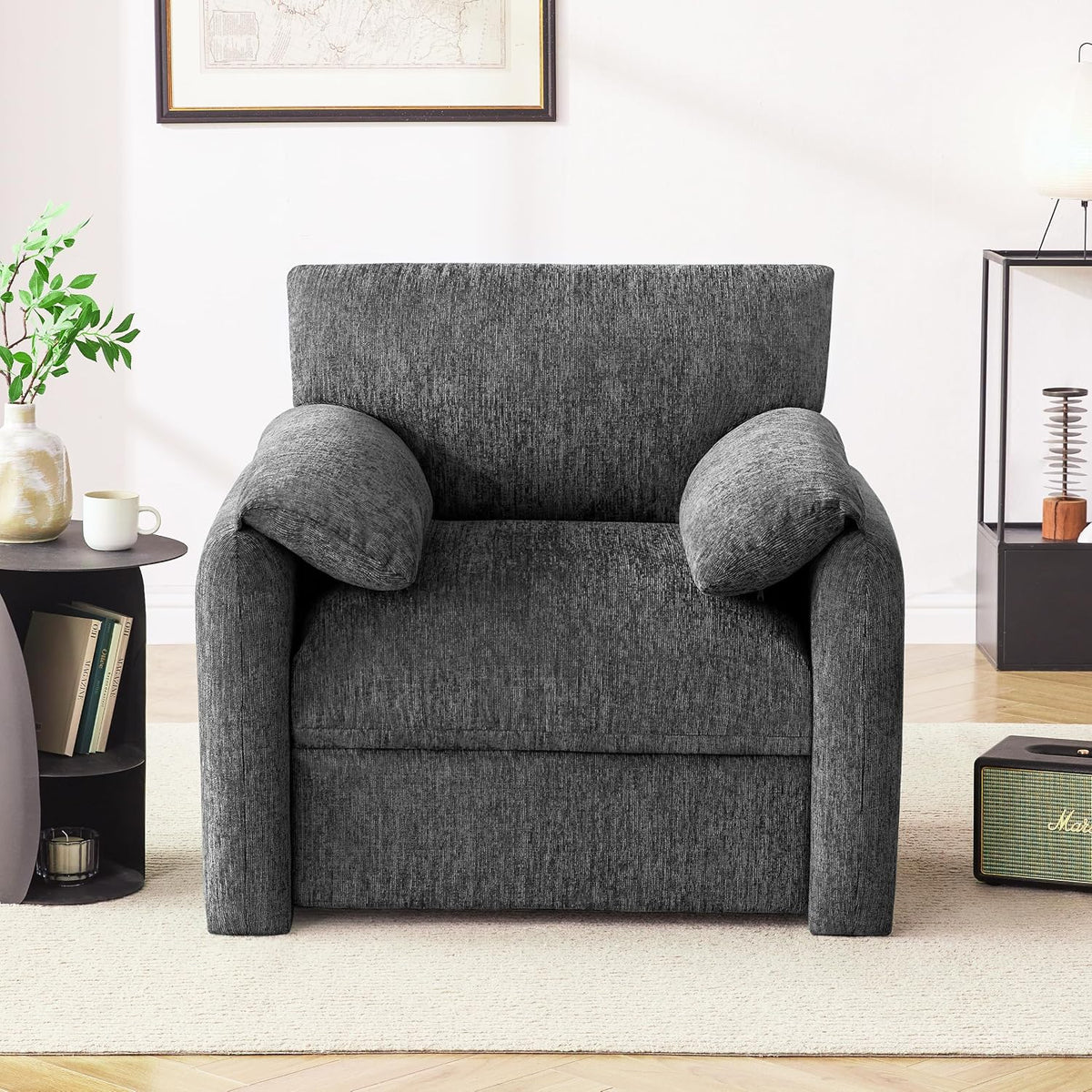 Howjoe 2 Pack Accent Chair for Living Room, Oversized Armchair, Darkgray
