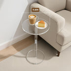Acrylic Side Table, Round Drink Table for Small Spaces – Modern Clear End Table for Bedroom, Living Room, Office, Outdoor, Bathroom | Minimalist Design, Easy Assembly 11.8" W x 21" H