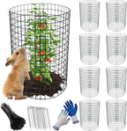 8 Pack Plant Protectors from Animals, 20"x 12" Wire Plant Protector, Wire Cages for Plants with Stakes and Cable Ties, Metal Plant Cages for Plants, Vegetables, Flowers