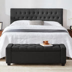 Huatean Home 48" Ottoman with Storage, Dark Gray Storage Ottoman Bench | Upholstered Entryway Bench with Seating for Bedroom, Living Room, Holds up to 330 lb with Safety Hinge
