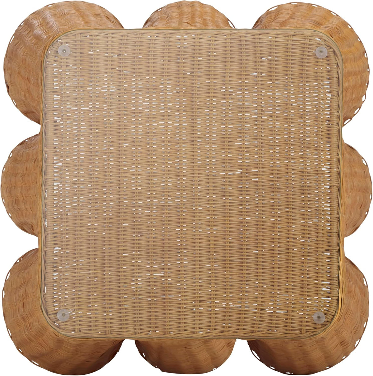 SAFAVIEH Couture Collection - Hylda Natural Rattan Accent Table, Square Design with Glass Top, Boho Coastal Style, Fully Assembled (CWK3010A)