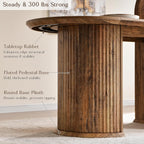 T4TREAM Fluted 63" Oval Dining Table for Kitchen Living Room, Rustic Brown