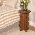 Creative Co-Op Scalloped Edge Accent Table, Walnut Finish