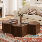 PADMA HOUSE Solid Wood Small End Table, Fully Assembled Hexagon Sofa Side Table with Ample Storage Space, Pre-Assembled Nightstand Slim Bedside Table for Small Spaces