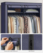 SONGMICS Closet Wardrobe, Portable Closet for Bedroom, Clothes Rail with Non-Woven Fabric Cover, Clothes Storage Organizer, 55.1 x 16.9 x 68.5 Inches, Dark Blue URYG002I02