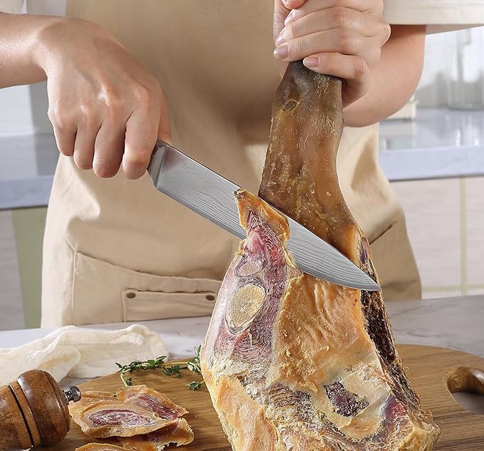 PAUDIN 8-Inch Carving Knife - Ultra Sharp Brisket Slicing Knife, Premium German Stainless Steel With Ergonomic Handle for BBQ, Roast, Meats and Vegetables