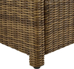 Crosley Furniture Bradenton Wicker Outdoor Ottoman Foot Rest for Patio, Deck, Porch, Brown with Navy Cushions