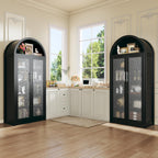 HUAHUU Arched Kitchen Pantry Cabinet, 71" Tall Pantry Storage Cabinet with 2 Doors, 5 Shelves, Arched Top, Modern Freestanding Cupboard for Kitchen Dining Room, Bedroom, Black