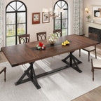 Hlivelood Dining Table for 8 10 People,Rectangular Kitchen Farmhouse Table W/Waterproof Wood Tabletop,Long Dining Room Tables W/Wood Strip Base for Kitchen Living Room(94IN BR&BK)