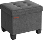 SONGMICS Storage Ottoman, Small Ottoman Foot Rest with Legs, 12.6 x 15.7 x 13.2 Inches Foot Stool, Load up to 660 lb, for Living Room, Bedroom, Dorm, Slate Gray ULSF012G01