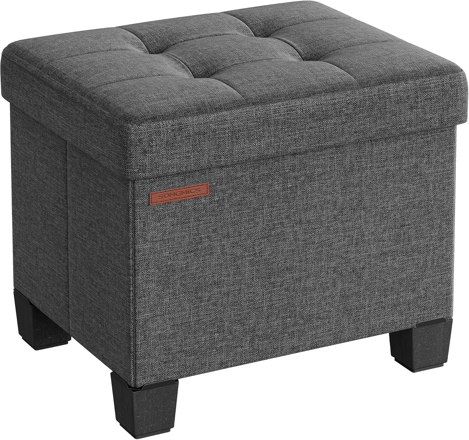 SONGMICS Storage Ottoman, Small Ottoman Foot Rest with Legs, 12.6 x 15.7 x 13.2 Inches Foot Stool, Load up to 660 lb, for Living Room, Bedroom, Dorm, Slate Gray ULSF012G01