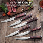 PAUDIN Steak Knives Set of 6, Kitchen Steak Knife 4.5 Inch, High Carbon Stainless Steel Steak Knives, Serrated Steak Knife with Pakkawood Handle, Dinner Knives with Gift Box