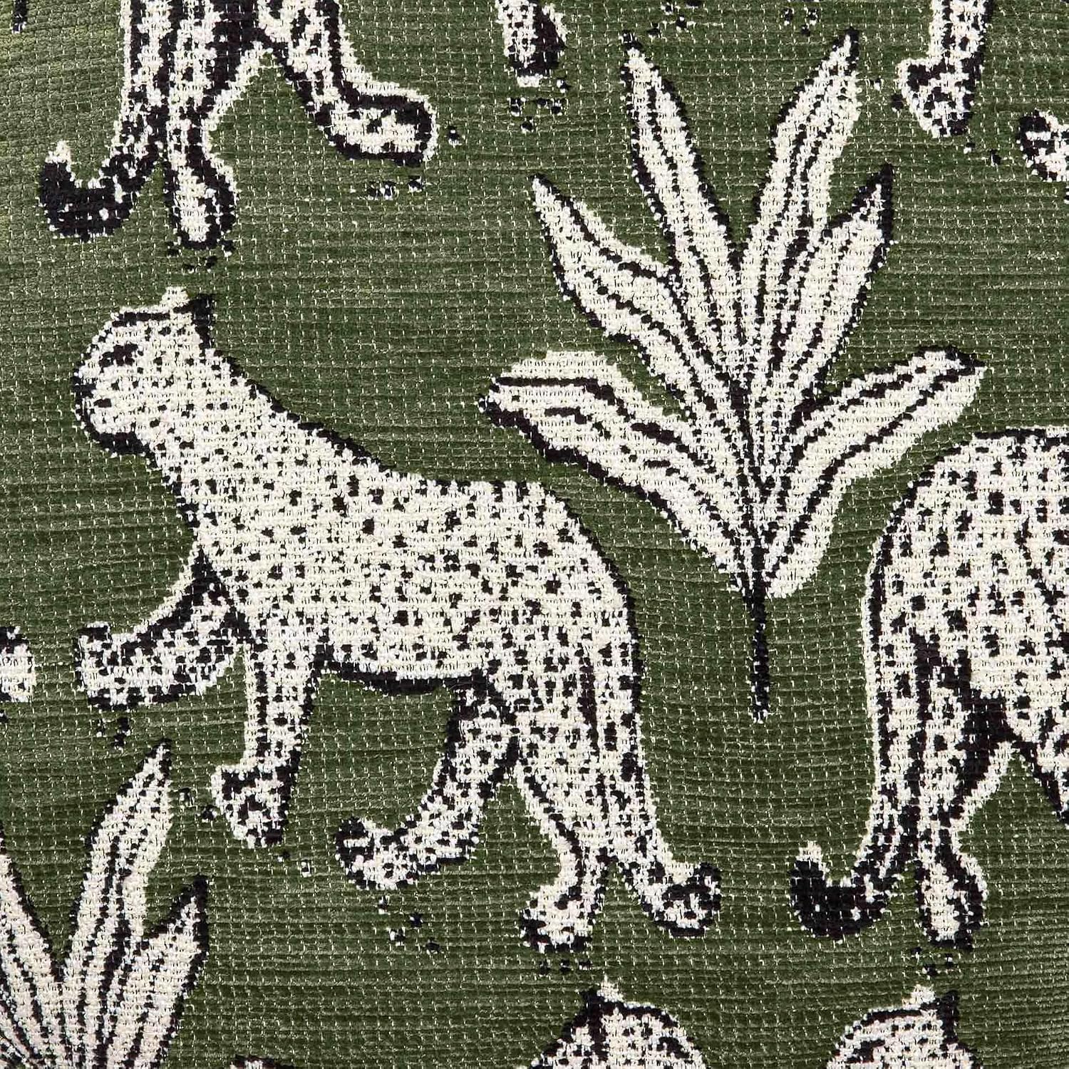 Tov Furniture Dex Olive Green Leopard Jacquard Ottoman