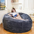 6FT Bean Bag Chair for Adults, Giant Beanbag with Shredded Memory Foam Filling, Premium Corduroy Cover Oversized Floor Lounger, Comfy Sofa Chair for Bedroom, Living Room & Dorm (Grey)