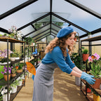 6x10 FT Greenhouse for Outdoors, Polycarbonate Greenhouse with Roof Vent, Ground Nails, Lockable Push Door, Aluminum Large Walk-in Green House for Outside Garden Backyard, Patio, Lawn, Black