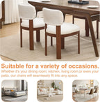 Dining Chairs Set of 2, Teddy Teddy Upholstered Kitchen Chairs with Curved Backrest and Solid Wood Legs, Farmhouse Side Chairs for Restaurant Cafe Living Room (White+Brown Legs)