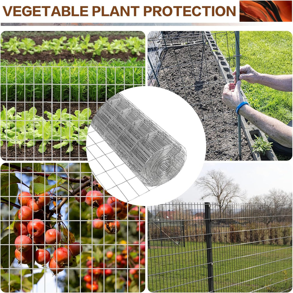 Tongmo 3 ft x 100 ft Galvanized Welded Wire Fence, 16GA Garden Chicken Wire Fence Roll, Mesh Size 2" x 4"Hardware Cloth, Ideal for Yard Protection and Poultry Netting