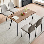 Dining Table Set for 4, Rectangle Dining Room Table Set for Small Spaces, Wood Kitchen Table and Chairs Set, Upholstered Table Chair Set, Light Brown