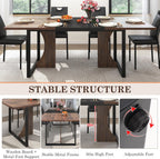 70IN Large Dining Table for 4 5 6 People,Farmhouse Kitchen Dinner Table W/Brown Wood Waterpoof Tabletop,Rectangular Family 6FT Dining Tables w/Adjustable Leg for Office Home Living Dining Room