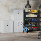 EHHLY Heavy Duty Tall Storage Cabinet Outdoor Weatherproof, 28 Cuft Garage Storage Cabinet with 4 Adjustable Shelves, Lockable Kitchen Pantry Closer Organizer, 31Wx23Lx66H, Polar White