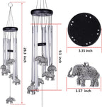 Outdoor Elephant Wind Chimes Indoor Decor - Pure Hand-Made Mobile Romantic Windcatcher 28" Elephant Wind Chime for Home, Xmas, Gift for Mom, Balcony, Patio, Garden Decoration(5 Tubes, 6 Elephants)