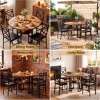 IRONCK Dining Table Set for 4, Round Dining Table and Chairs, Kitchen Table and Chairs for 4, 47 inch Cirecle Dining Room Table with 4 Chairs for Small Space