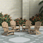 WO Home Furniture Patio Rocking Chair Set of 4 PCS Classic Outdoor HDPE UV Weather Resistant (Weathered Wood)