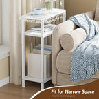 Heybly Small Narrow Side Table for Small Space, Thin Bedside Table, Skinny End Table, Slim Sofa Table, 26.4" Tall Nightstand, Couch Table for Living Room, Bedroom, Study, Balcony, White, HET006WT1