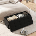 Ottoman with Storage,Black | Folding Storage Ottoman Bench for Living Room and Bedroom,Rectangle Foot Rest Stools Holds up to 660 lbs