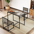 COSTWAY 3-Piece Small Dining Table Set for 2, Industrial Dinette Set with Sturdy Metal Frame & Wood Grain Tabletop, Space-Saving Kitchen Table and Chairs for Apartment, Small Spaces (Gray Oak)