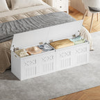 Hzuaneri 59" Modern Farmhouse Storage Chest and Bench | 70 Gal | 330lb Seat | Soft-Close Hinges | Pure White | Shoe and Blanket Storage for Bedroom, Living Room, Entryway | SB51503X