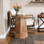 Tribesigns Round Pedestal End Table, Farmhouse Couch Side Table with Octagonal Base, Wooden Drink Stand Accent Nightstand(2, Walnut)